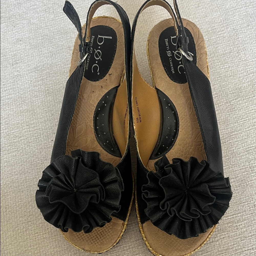 b.o.c. Black Espadrille Slingback Shoes